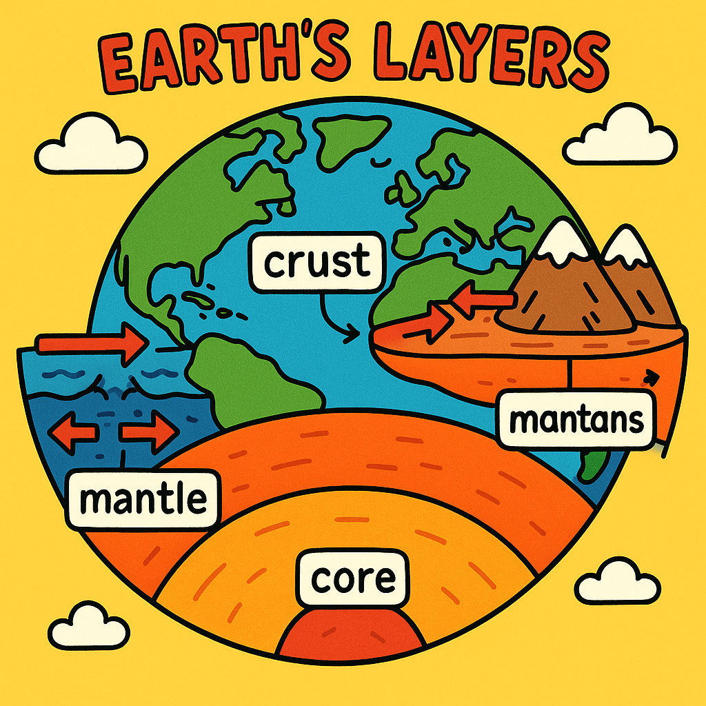 Diagram showing how tectonic plates create mountains for children's magazine